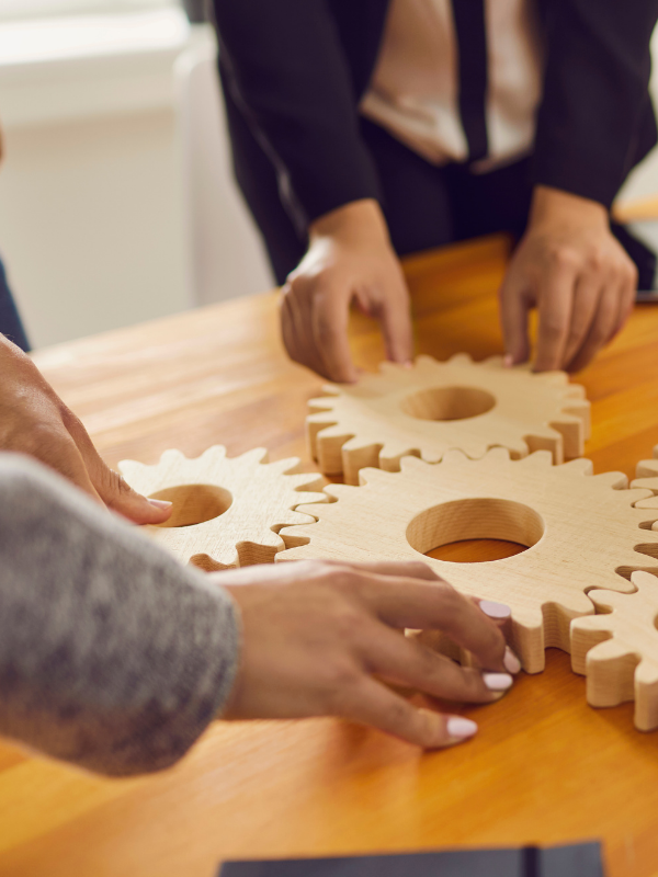 team building with wooden blocks